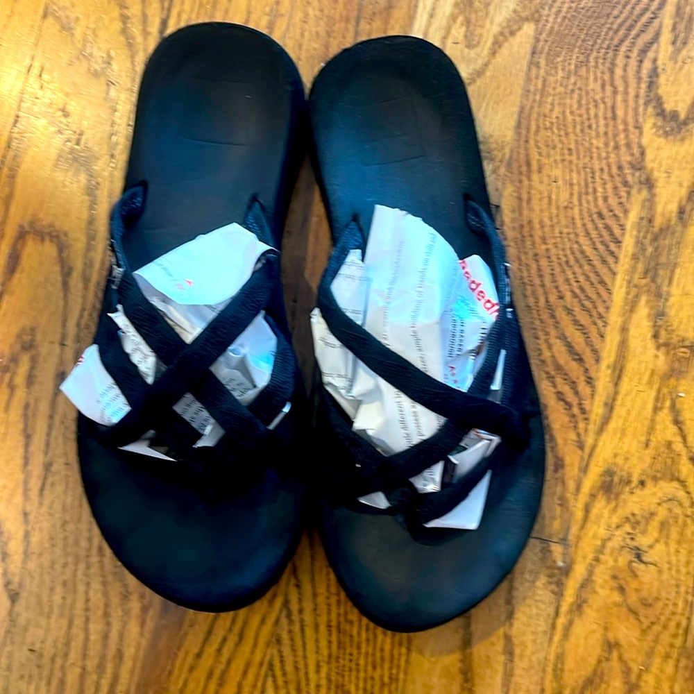 TEVA LADIES SLIP ON FLIP FLOP SANDALS BLACK SZ 7 VERY COMFORTABLE